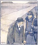Spotprent over grensbewaking in Nederland tijdens Eerste..., Antiek en Kunst, Kunst | Litho's en Zeefdrukken, Verzenden