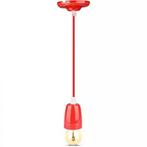 Retro porseleinen lamp - ROOD - E27 fitting - pendel, Ophalen of Verzenden, Nieuw