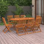 vidaXL 9-delige Tuinset 180x90x75 cm massief acaciahout, Verzenden, Nieuw, 8 zitplaatsen, Tuinset