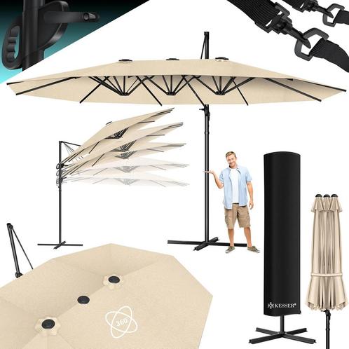 Dubbele parasol - 460x270 cm - kantelbaar -  360° draaibaar, Tuin en Terras, Zonneschermen, Verzenden