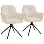 Draaibare fauteuil Lenia, gestoffeerd - Fluweel crème/zwart,, Huis en Inrichting, Verzenden, Nieuw