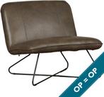 Direct meenemen | Grijze leren fauteuil zonder armleuning |, Huis en Inrichting, Fauteuils, Nieuw, Ophalen of Verzenden, 75 tot 100 cm