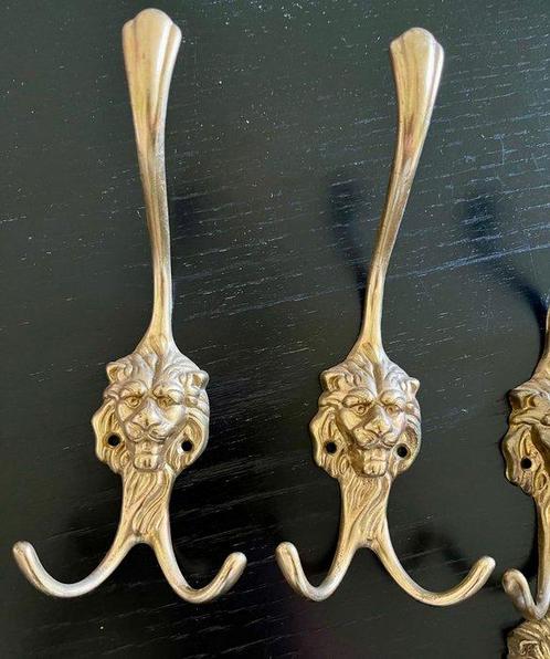 Set kapstokhaken (6) - Koper - Kapstokhaken leeuwenkop, Antiek en Kunst, Curiosa en Brocante