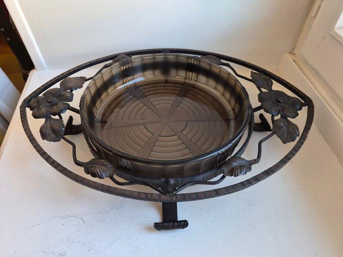 Pierre d’Avesn - Tafelmiddenstuk - Fer forgé / Verre fumé, Antiek en Kunst, Antiek | Glas en Kristal