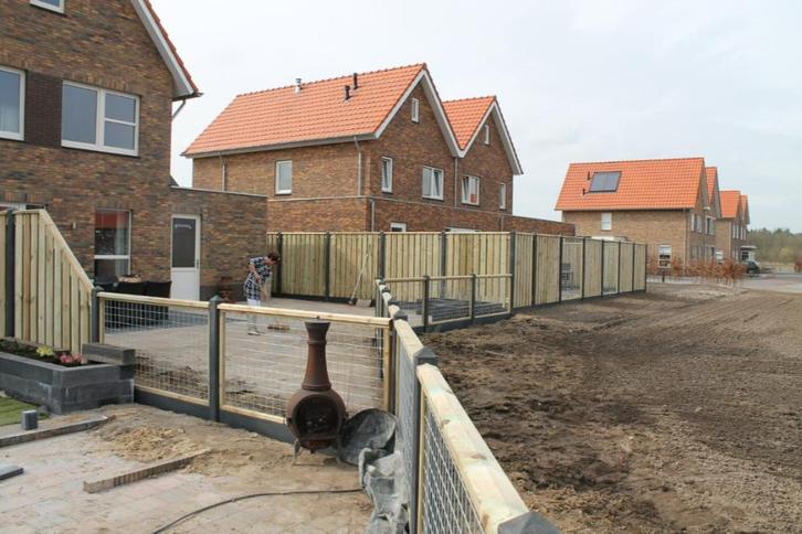 Hout beton Schutting V.A  95,- p/m incl. plaatsen en BTW, Tuin en Terras, Schuttingen, Minder dan 3 meter, Nieuw, Hout, 1 tot 2 meter