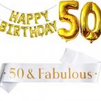 3-delige decoratie set 50 & Fabulous goud met wit, Hobby en Vrije tijd, Feestartikelen, Verzenden, Nieuw, Versiering, Abraham of Sarah