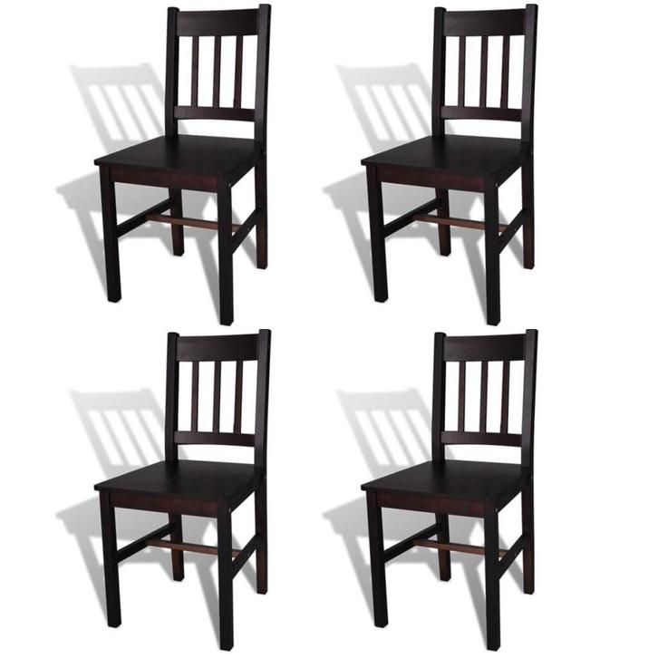 Grenen Eetkamerstoelen (4) - Donkerbruin - Retourdeal, Huis en Inrichting, Stoelen, Vier, Bruin, Nieuw, Hout, Ophalen of Verzenden