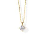 925 zilver gold plated ketting met ronde zirkonia hanger, Verzenden, Nieuw, Zilver
