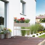 Plantenstandaard Joensuu 80x80x25 cm met plank lichtgrijs [e, Tuin en Terras, Verzenden, Nieuw
