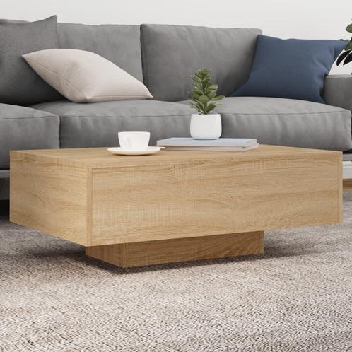 vidaXL Salontafel met LED-verlichting 85x55x31 cm sonoma, Huis en Inrichting, Tafels | Salontafels, 50 tot 100 cm, Nieuw, Overige houtsoorten