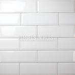 Wandtegel metro 10x30 cm glans wit wandtegel tegeloutlet, Nieuw, Ophalen of Verzenden, 10 m² of meer, Wandtegels
