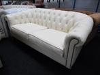 Chesterfield Maarssen ! Creme Leren 3 Zits Chesterfield Bank, Ophalen, Zo goed als nieuw, Leer, Chesterfield