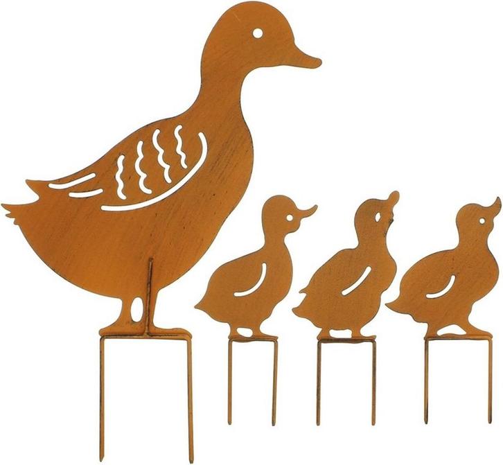 Gazonsteker tuinsteker eendenfamilie roest, Tuin en Terras, Tuinwanddecoratie, Verzenden