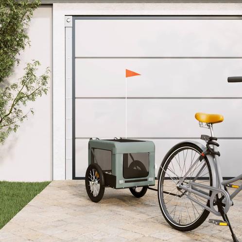 vidaXL Hondenfietstrailer oxfordstof en ijzer grijs en zwart, Dieren en Toebehoren, Overige Dieren-accessoires, Nieuw, Verzenden