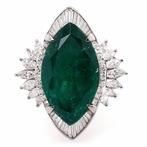 10.02 ctw - 8.53ct Fine Vivid Colombia Emerald and 1.49ct, Sieraden, Tassen en Uiterlijk, Antieke sieraden