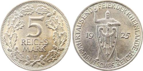 Duitsland 5 Reichsmark Rheinlande 1925 F vorzueglich/stem..., Postzegels en Munten, Munten | Europa | Niet-Euromunten, Verzenden