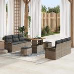 vidaXL 9-delige Tuinbankenset met kussens poly rattan acacia, Tuin en Terras, Verzenden, Nieuw, Rotan