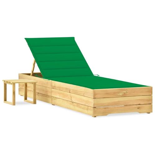 vidaXL Ligbed met tafeltje en kussen geïmpregneerd, Tuin en Terras, Ligbedden, Nieuw, Verzenden
