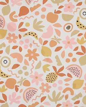 Poplin Katoen Fruit Gebroken Wit, Hobby en Vrije tijd, Stoffen en Lappen, Wit, Nieuw