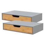 Wandplank set van 2 met lade Bokn bamboe 40x24x8 cm grijs [e, Huis en Inrichting, Woonaccessoires | Wandplanken en Boekenplanken