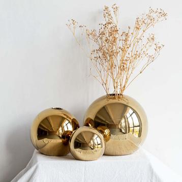 IvoQ Luxe Goudkleurige Keramische Vazenset - Modern Design beschikbaar voor biedingen