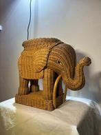 Bijzettafel - Unieke Vintage Rotan Olifant – Boho
