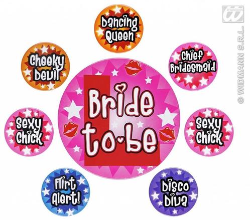 Set van 8 Buttons Vrijgezellen feest dames, Kleding | Dames, Carnavalskleding en Feestkleding, Nieuw, Ophalen of Verzenden