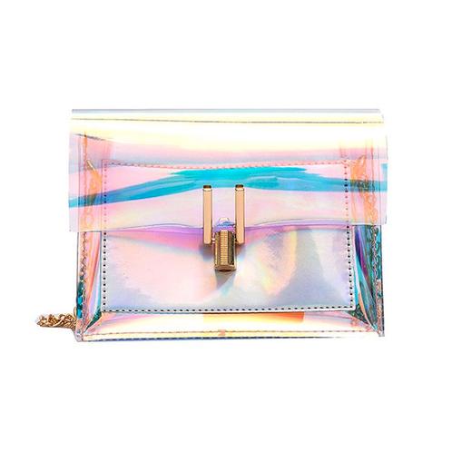 Clutch Holografisch Transparant Iridescent Tasje Schoudertas, Sieraden, Tassen en Uiterlijk, Tassen | Damestassen, Overige kleuren