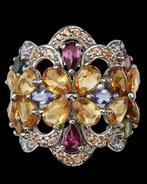 Zilver, Bloemenring Éclat de Printemps - tanzaniet,