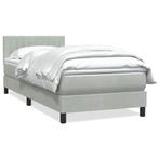 vidaXL Boxspring met matras fluweel lichtgrijs 80x210 cm, Verzenden, Nieuw, Grijs, Stof
