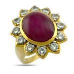 Ring - 18 karaat Geel goud, Exclusives 18K geel goud robijn, Nieuw