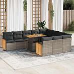 vidaXL 11-delige Loungeset met kussens poly rattan acacia, Tuin en Terras, Tuinsets en Loungesets, Verzenden, Nieuw, Rotan, Loungeset