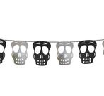 Halloween Vlaggenlijn Doodshoofden Zwart Zilver 2,75m, Verzenden, Nieuw