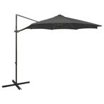 Zweefparasol met LED (antraciet) - Tweedekansje - OP=OP, Tuin en Terras, Ophalen of Verzenden, Nieuw, 3 tot 4 meter, Zweefparasol