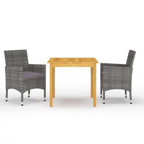 vidaXL 3-delige Tuinset grijs, Tuin en Terras, Tuinsets en Loungesets, Tuinset, Nieuw, 2 zitplaatsen, Hardhout, Verzenden
