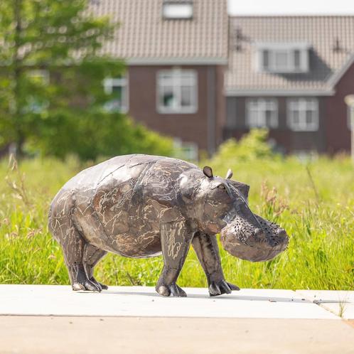 Beeld: Groot nijlpaard - Lengte 155 cm- BIEDEN, Antiek en Kunst, Kunst | Beelden en Houtsnijwerken, Ophalen of Verzenden