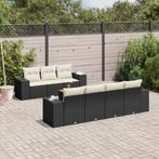 vidaXL 8-delige Loungeset met kussens poly rattan zwart, Nieuw, 8 zitplaatsen, Loungeset, Verzenden