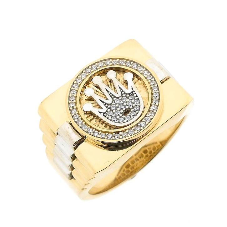 Bicolor gouden Rolex president band ring met zirconia | H..., Sieraden, Tassen en Uiterlijk, Ringen, Heer, Met edelsteen, Overige kleuren