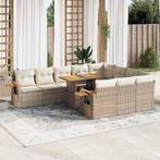 vidaXL 11-delige Tuinset met kussens poly rattan acacia, Tuin en Terras, Verzenden, Nieuw, Rotan, Tuinset