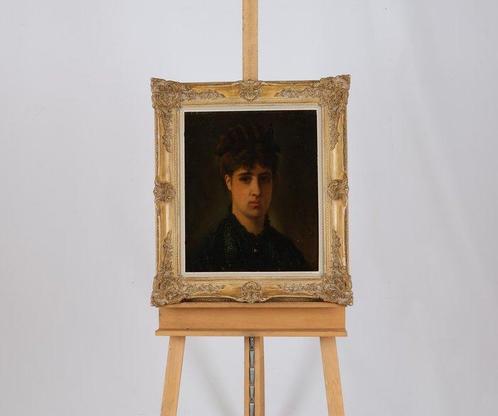 Eúgène Smits (1826-1912) - Portret van een jonge vrouw, Antiek en Kunst, Kunst | Schilderijen | Klassiek