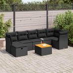 vidaXL 8-delige Loungeset met kussens poly rattan zwart, Verzenden, Nieuw, Rotan, Loungeset