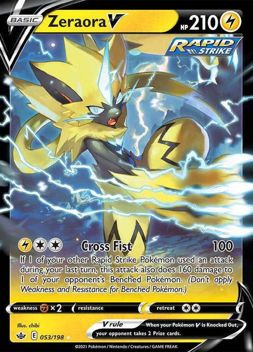 Zeraora V 053/198 Chilling Reign, Hobby en Vrije tijd, Verzamelkaartspellen | Pokémon, Losse kaart, Nieuw, Foil, Ophalen of Verzenden