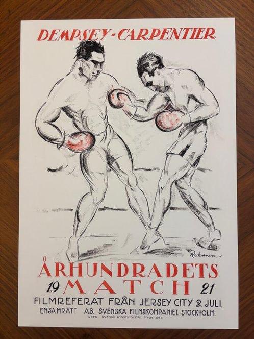 Eric Rohman - Dempsey Vs. Carpentier, Antiek en Kunst, Kunst | Tekeningen en Foto's