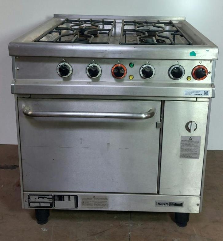 Occasion Krefft 4-pits gas fornuis met oven, Zakelijke goederen, Horeca | Keukenapparatuur, Gebruikt, Ophalen