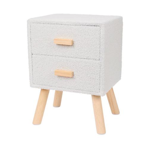 Nachtkastje bouclé - wit - 35 x 30 x 48 cm, Huis en Inrichting, Slaapkamer | Nachtkastjes, Nieuw, Verzenden