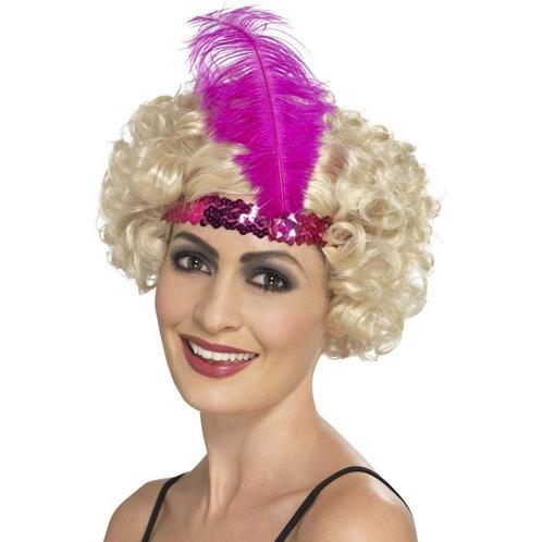 Roze Charleston thema verkleed hoofdband voor dames - Haar.., Hobby en Vrije tijd, Feestartikelen, Ophalen of Verzenden