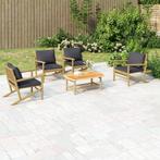 vidaXL 5-delige Loungeset met kussens bamboe donkergrijs, Tuin en Terras, Tuinsets en Loungesets, Verzenden, Nieuw, Hout, Loungeset