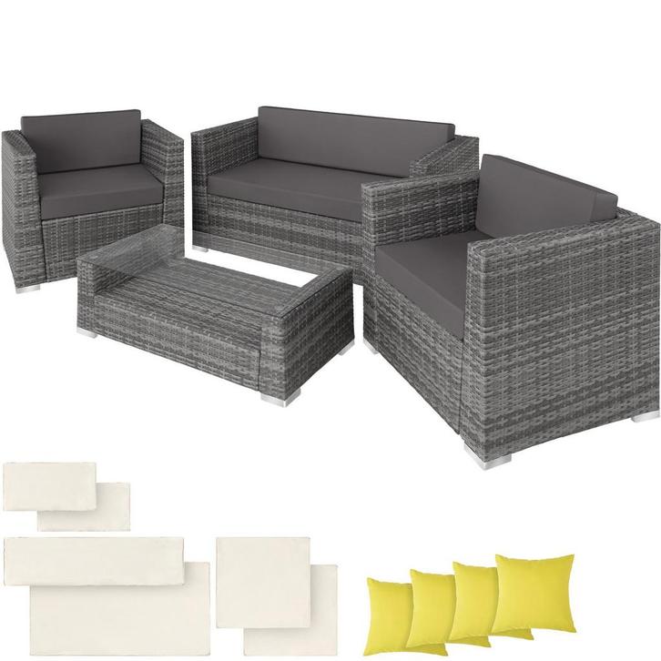Wicker lounge München met aluminium frame incl. kussenhoezen, Tuin en Terras, Tuinsets en Loungesets, Verzenden