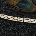 Bicolor gouden fantasie schakel armband | 19 cm (witgoud), Sieraden, Tassen en Uiterlijk, Armbanden, Ophalen of Verzenden, Gebruikt