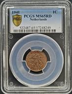 Koningin Wilhelmina 1 cent 1941 MS65 Red PCGS (pop 3/5), Verzenden, Koningin Wilhelmina, 1 cent, Losse munt